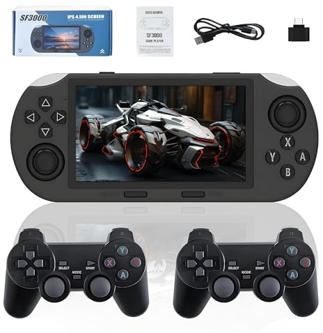 SF3000 Console di Videogiochi Handheld 64G con Controllore - Console di Giochi Handheld con 14+ emulatori, Cadeau di Compleanno Ragazzi/Ragazze, Schermo IPS da 4,5 pollici per 20.000+ Giochi Retro