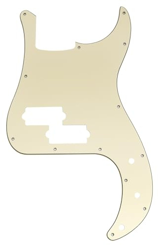 Musiclily Pro 13 Löcher Bass Schlagbrett Pickguard für SQ Affinity PJ Precision Bass, 3-lagig Crème