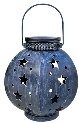 SYFUNLV Solarlaterne für Außen,Hängende Gartendekoration Sternleuchte,Wasserdicht Metall Retro LED Solar Licht,Rasen Dekoration,für Garten,Draußen,Patio,Baum,Camping (Blau 2)