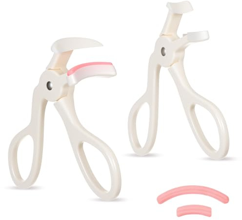 Guduling 2 Pcs Mini Lash Curler,Small Eyelash Curler,Wide Angle & Partial White Eyelashes Curlers Set with Silicone Pads, Perfect for Effortless Curling, No Pinching, Ideal for Women & Girls