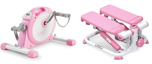 Sunny Health & Fitness Under Desk Smart Mini Pedal Exerciser, Dual Function Exercise Cycle Bike + Exercise Stepping Machine, Portable Mini Stair Stepper for Home, Desk or Office Workouts