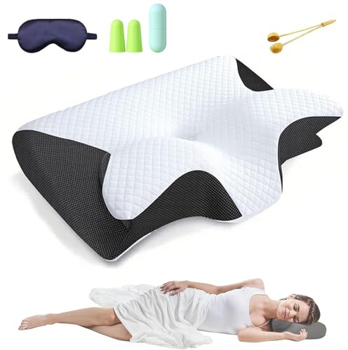 HOPASRISEE Zorvito Sleepfit Pillow-Orthopedic Design for Healthy Sleep, Kissen OrthopäDisches Schlafkissen, Ergonomisches Nackenkissen füR Seiten RüCken & BauchschläFer(Schwarz)