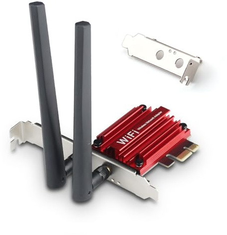 WiFi 6 PCIe Card with Bluetooth 5.2, AX1800 Dual Band 2.4G/5G for Desktop PC, MT7921 Chip, Low Latency for Gaming & 4K Streaming, High Gain Antenna & WPA3 Security