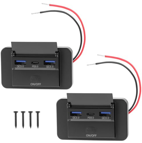 QWORK® 2er-Pack Auto USB Steckdosen Aufputz, Dual QC3.0 USB-A 18W & PD3.0 Typ C 30W, Schnellladesteckdose Panel mit Schalter für 12V 24V Auto LKW Wohnmobil Marine