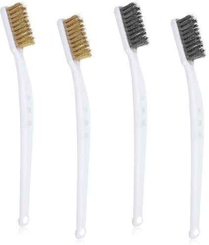 4 cepillos de latón y pequeños cepillos de alambre para limpiar metal, pequeño limpiador de metal, herramienta de cepillo de dientes para limpiar escoria de soldadura y óxido