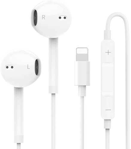 In Ear Kopfhörer für iPhone [MFi-Zertifiziert] Kopfhörer mit Lightning Kabel,Ohrhörer HiFi Audio Stereo mit Mikrofon und Lautstärkeregler,Kompatibel mit iPhone 14/14 Pro/13/12 Mini/SE/11/X/XS Max/8/7