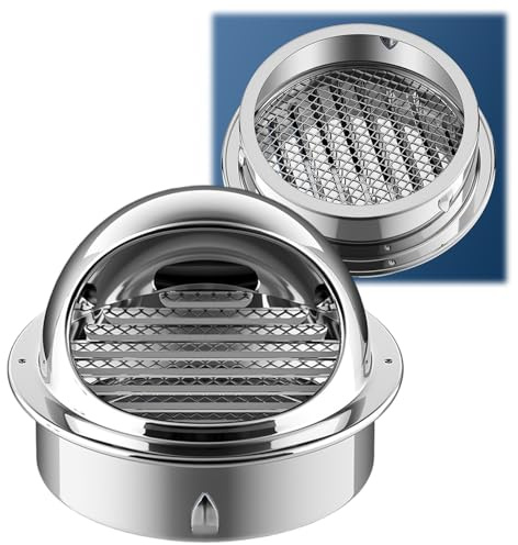 Comignolo Antivento,Griglia Aerazione Regolabile,Tappo Griglia Aerazione 60mm 70mm 80mm 90mm 100mm 110mm 120mm per Ventilazione Tetto Con Viti per Scarico Camino Esterno(120mm/4.7in)