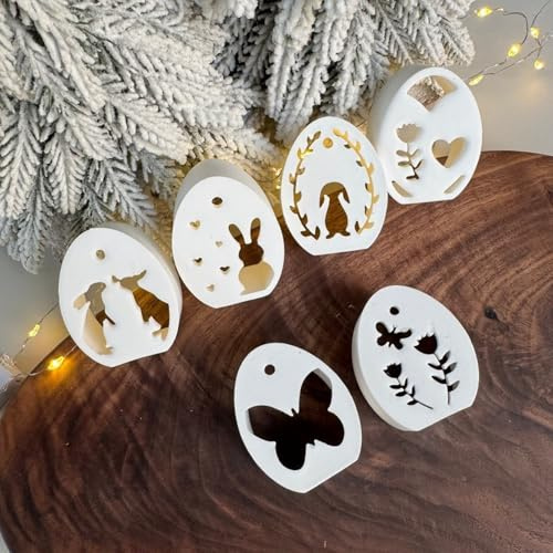 Stampi in silicone pasquale, 6 stampi in silicone per uova di Pasqua 3D, per colata di Pasqua, uovo di Pasqua, coniglio, stampi in gesso per versare stampi in silicone per uova di Pasqua, per