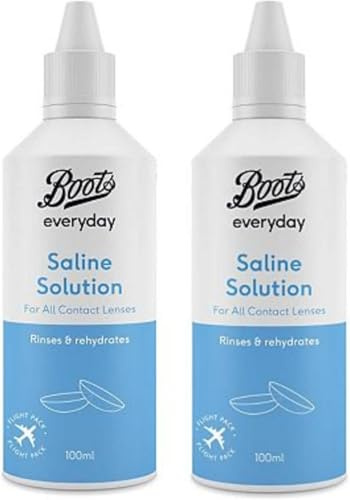 Bōots Everyday - Saline Solution | for All Contact Lenses | Rinses & Rehydrates | 100ml [Twin Pack] [Packaging May Vary] [Travel Size]
