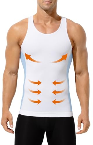 Casey Kevin Canottiera Contenitiva Uomo Maglia Elasticizzata Canotta Compressione Uomo Bodybuilding Snellente Tank Intima Sportivo Fitness, M
