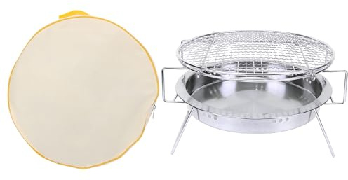Bewinner Gril Pliant Portatif, Gril Rond d'acier Inoxydable avec des Pièces Détachables pour la Cuisine Extérieure de Pique-nique de Camping (Grand 30 * 19.5)