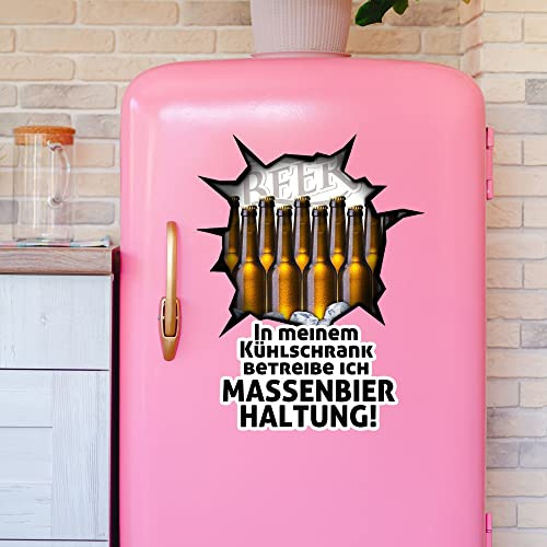GRAZDesign Kühlschrankaufkleber Tattoo Sticker, coole Kühlschränke, Folie zum Bekleben, Motiv Bierflaschen mit Spruch / 74x57cm