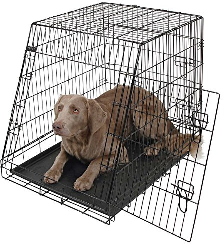 Kerbl Slanted Front Dog Cage Collapsible 2 Doors, 92 x 63 x 74 cm, Black