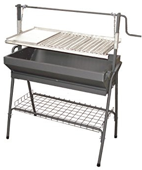Megalsa Grill Santana 80 x 50 x 115 cm - Holzkohlegrill mit Grillrost, Feuerschale und Unterschale - Höhenverstellbarer Grillrost mit Flüssigkeitsablauf - Schwarz / Grau
