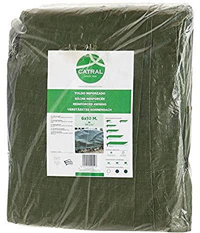Toldo reforzado gramaje 120 grs, 4 x 6 m, color verde - Catral 560104 | Fabricado En Polietileno, Color Verde, Protección Impermeable Para Muebles De Exterior, Resistente Y Duradero Para Uso