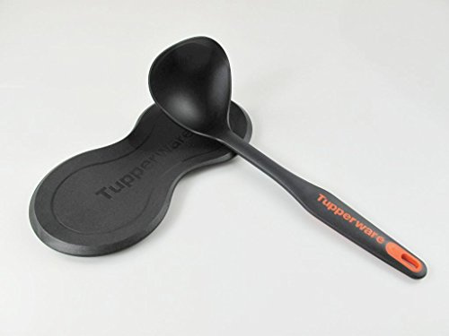 TUPPERWARE Griffbereit Schöpflöffel schwarz-orange + Kochlöffel Ablage schwarz