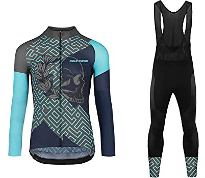 UGLY FROG Damen Radtrikot Set Fahrradbekleidung Fahrrad Langarm + Radhose mit Sitzpolster Herbst Sportbekleidung