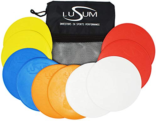 Lusum Sportmarker, flexibel, Rutschfest, flach, rund, Gummi, 10 Stück
