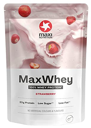 MaxiNutrition - MaxWhey - Whey Protein Powder Strawberry - Low-Fat - Low Sugar - Gluten & Soy-Free - Vegetarian - 420g - 113 kcal per Serving - 14 Servings