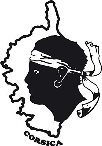 Autocollant Sticker Voiture Moto Corse Ile de Beaute Corsica Tête Maure Carte Vinyl