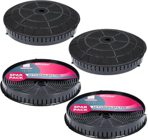McFilter I 4x filtre à charbon actif Ø 172mm pour hotte aspirante adapté au filtre à charbon Elica CFC0038668 Typ57, Nyttig 440, AEG 055171138 4055217501 Bauknecht Whirlpool 48400008824