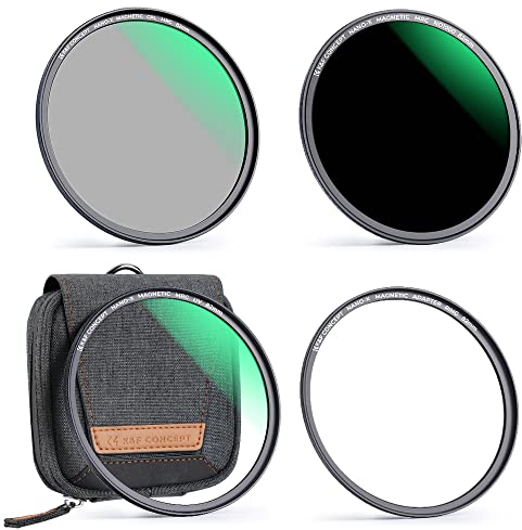 K&F CONCEPT Magnetic Filter Set 62mm Magnetisches Schnellwechsel System Quick Swap System MCUV+CPL+ND1000 mit Objektivadapter und Filtertasche (Nano-Xcel)