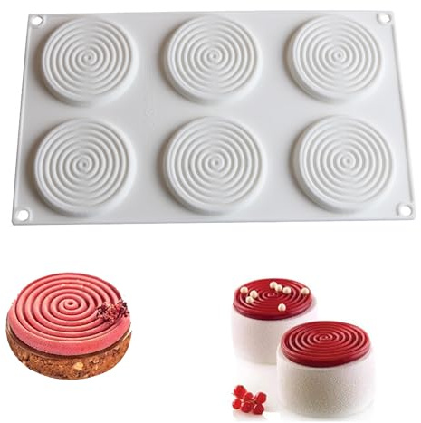 OCPO KITCHEN Spiral-Silikonformen, Mousse-Kuchen Silikonformen, 3D Kreis Wirbel Seifen Form, Silikonformen für Kuchen, französisches Dessert, Schokolade, Cupcake, Kuchendekoration (6 Hohlräume)