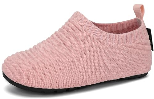 SAGUARO Zapatillas de Estar por Casa Zapatillas de Niños Niñas Antideslizantes Calcetines Zapatillas de Punto Interior Exterior Pantuflas Infantiles, Rosa Coral, 32/33 EU