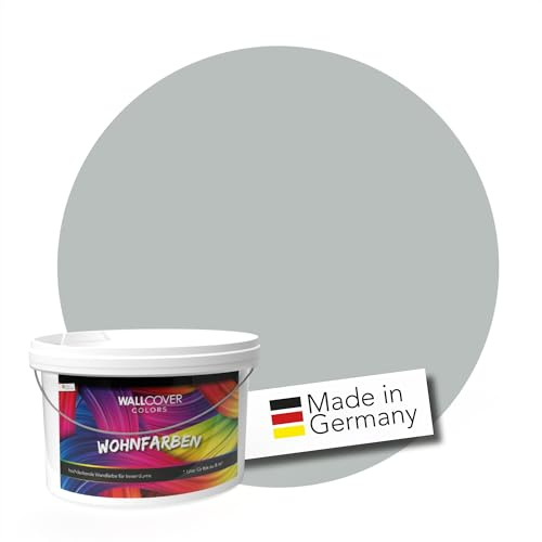 WALLCOVER hochwertige Wandfarbe für Innen | Grau (Graphite Storm) | 2.5L für 20m² | Innenfarbe Hellgrau Matt | Hochdeckend (Klasse 1) | Profi Qualität aus Deutschland