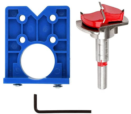 Hinge Jig Drill Bit Set,35MM Forstner Drill Bit Set Concealed Hinge Jig | Door Hinge Jig 35mm Hinge Hole Cutter for Cabinet Hinges and Mounting Plates,Woodworking DIY Tools