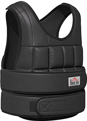 HOMCOM 30 kg Gewichtsweste Trainingsweste mit 35 Gewichtssäcke Verstellbar Krafttraining Fitness Oxford Metall Schwarz 60 x 50 cm