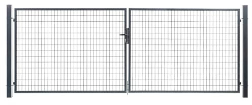 EASY CLOTURE Portail grillagé Square Passage 4m ht 1m50 Gris Anthracite - Porte de Jardin - Clôture de Jardin avec Serrure et poignée