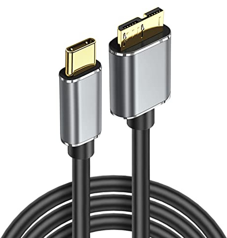 USB C Festplattenkabel, Typ C auf Micro B Adapterkabel, USB 3.0 Datenkabel für externe SSD HDD WD Element, Toshiba Canvio, Seagate Expansion/Backup Plus, LaCie Rugged, M3, Galaxy S8/S9/S10 usw (2m)