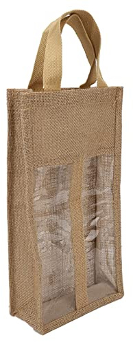 Wein Geschenkbeutel für Zwei Flaschen, Tragbarer, Eleganter Jute Weinbeutel mit Griff, Wiederverwendbare Sackleinen Weinflaschenabdeckungen, für Weihnachten, Hochzeit, Urlaub