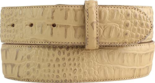 BELTINGER Wechselgürtel mit Druckknöpfen Krokoprägung 4 cm | Druckknopf-Gürtel für Damen 40mm Kroko-Optik | Kroko-Muster ohne Schnalle | Schlamm 80cm