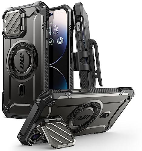 SUPCASE UB Mag XT - Custodia integrale resistente con cavalletto integrato e clip per cintura, per iPhone 14 Pro Max/iPhone 13 Pro Max, con protezione per fotocamera, compatibile con MagSafe (nero)