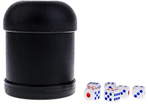 misppro 6-teiliges Würfel-Set für Casino-Poker-Spiele und Würfelbecher, digitales Acryl-Würfel-Set