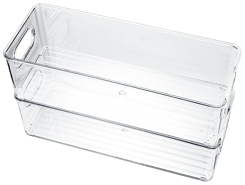 YiPHomn Conjunto de Organizador de Refrigerador 2 Piezas, Cajas de Almacenamiento para Refrigerador, Contenedores Transparente para Despensa con Asa, para Cosméticos, Material de Oficina, Cocina