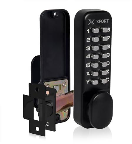 XFORT Digital Door Lock Matt Black, Keypad Combination Lock, Code Door Lock for Access Restriction, Combination Door Lock with Optional Hold Back Function.
