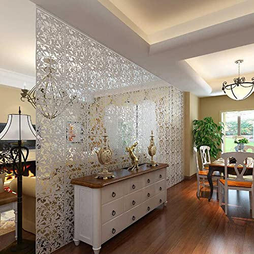 24Tlg HäNgende Bildschirme 40X40Cm Paravent Wand Trennwand Raumteiler Sichtschutz Raumtrenner Vorhang,Blumen Und Vogelmuster, FüR Wandkunst,Teiler,Bildschirm