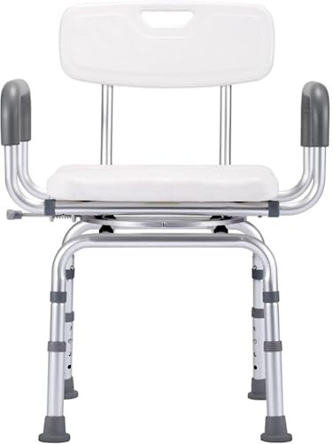 Silla de ducha giratoria para bañera, asiento de taburete de ducha, silla de baño ajustable de 360° con reposabrazos acolchados, silla de ducha trasera para personas mayores, discapacitados y personas