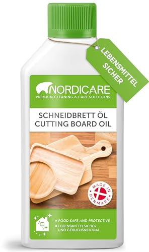 Nordicare Schneidebrett-Öl 500ml farblos, geruchsneutral & effektiv | Schneidbrett Holzöl lebensmittelecht & ergiebig für vielfältige Oberflächen - Holz Mineralöl, Cutting Board Mineral Oil