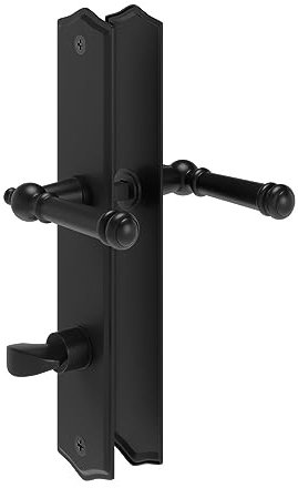 MS Beschläge Langschildgarnitur Messing Tür- Fensterbeschläge Türdrücker Fenstergriff Schwarz matt Schildgarnitur Rasterolive Antik Türbeschlag (WC DIN Norm)