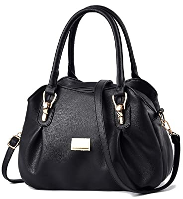 NICOLE & DORIS Frauen Tasche Elegante Handtaschen Damen Designer Shopper Schultertaschen PU Leder Henkeltasche Umhängetasche Mode Satchel Handtasche mit Vielen Fächern Schwarz