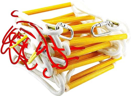 Rope Ladder Fire Escape 4 Story House | Ladder Rope 10m with Carabiners | Rescue Solution in Case of Fire Emergency