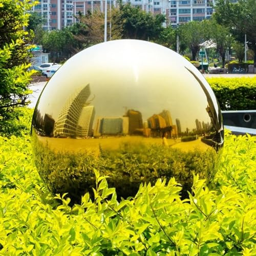 Garden Gazing Ball, trädgårdsboll med spegelfinish, for trädgård och hem Dekorativ guldspegel Reflekterande ihåliga flytande bollar Ornament 150-350 mm i diameter, 200 mm (färg: guld, storlek: 200 mm)