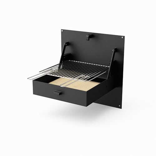 TUOZI - Einbaugrill für Holz und Holzkohle Modell Wand iBBQ (Schwarz - 58,5 x 57 x 11 cm) REF: 4200 - Für den Außenbereich
