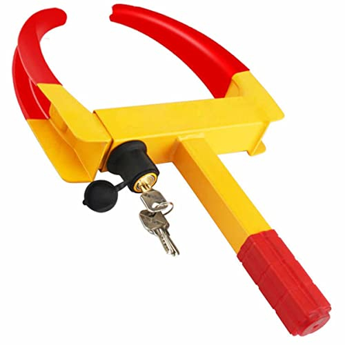 Diebstahlsicheres Autoschloss, Felgenschloss mit Klemmmanschette, Diebstahlsicherung mit Radklemme, gelb-rotes Diebstahlsicherungsschloss für Autoräder und Reifen, sicheres Gerät für Autos, Anhänger