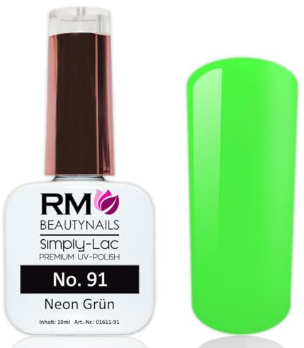 Simply-Lac UV-Polish Nr. 91 Neon Grün Nagelgel UV-Nagellack Gel RM Beautynails 1er Pack (1x 10ml)