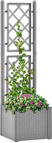 Iiaky Arriate con Enrejado y Sistema de riego automático Gris Jardineras Grandes Exterior